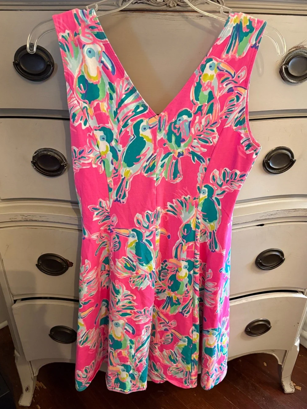 Lilly Pulitzer Dahlia Fit & Flare Dragonfruit Toucan Dress S - Picture 5 of 8